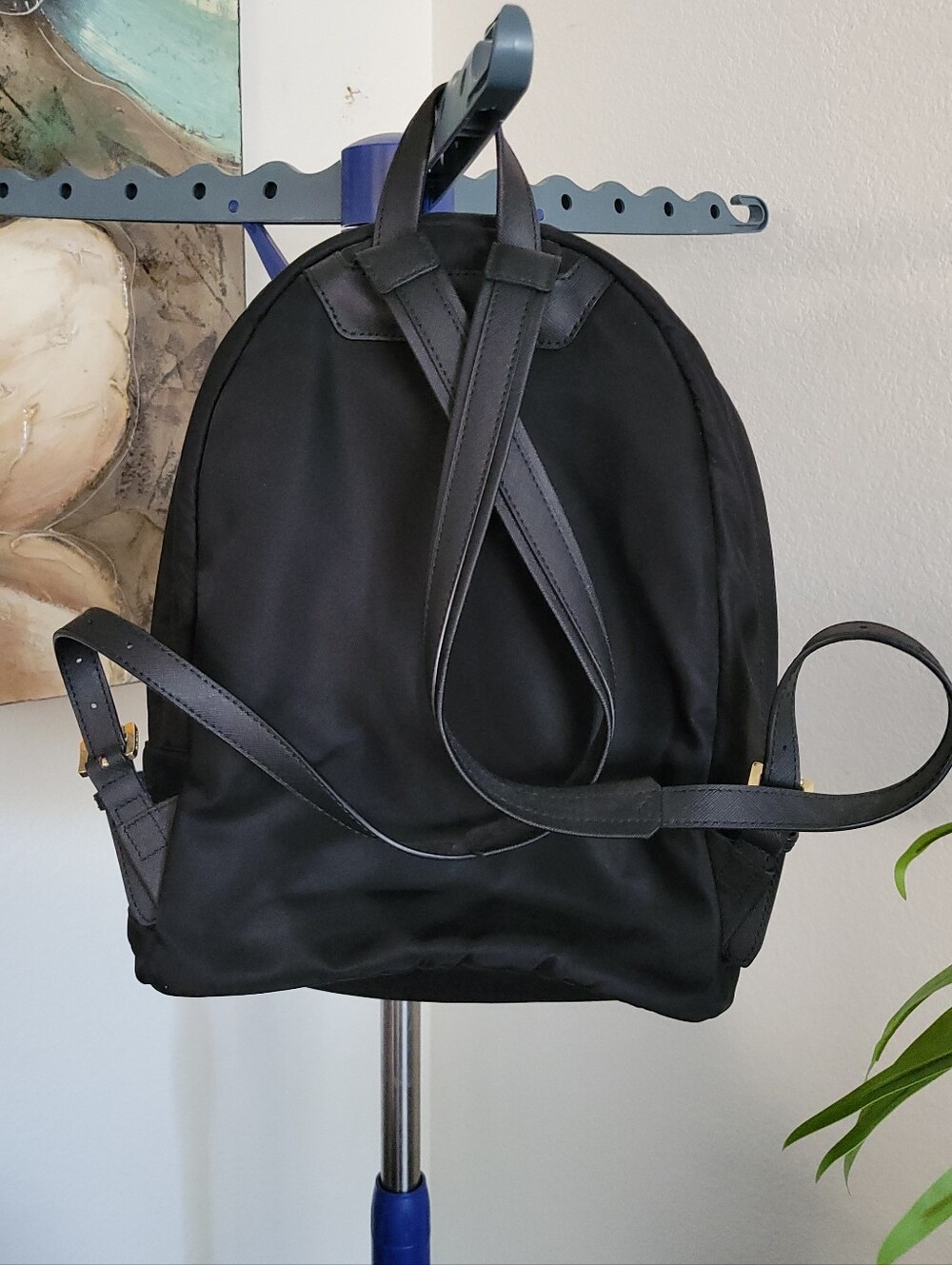 Michael Kors Black Nylon Backpack with Gold Accents - Picture 6 of 16